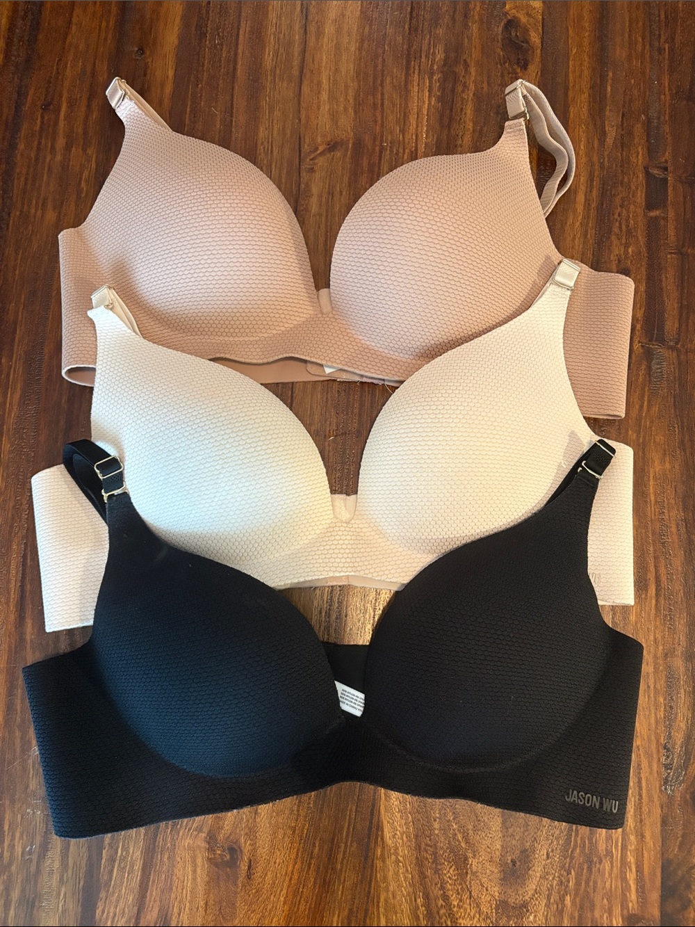 Jason Wu Seamless T-Shirt Bra Trio in Black, Nude, and Cream